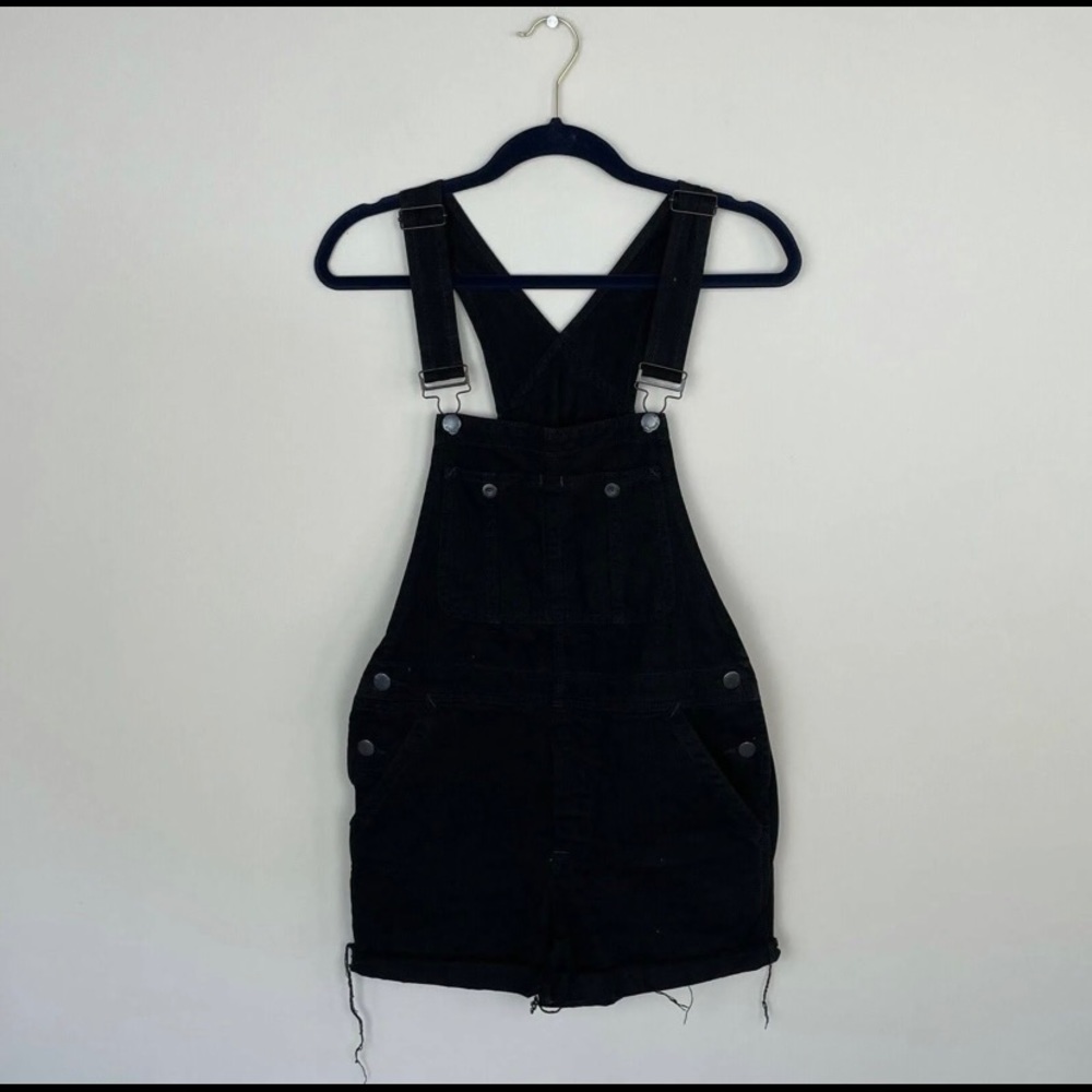 Free People Black Jean Overalls